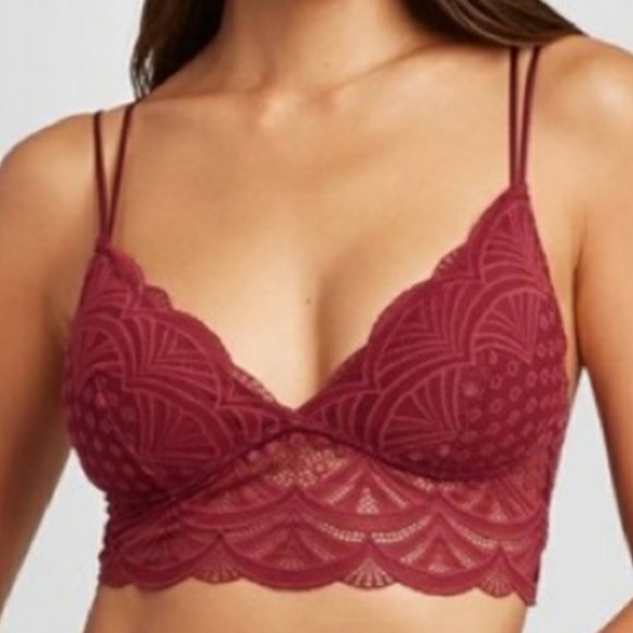 Auden Elegant Lace Bralette in Burgundy size XL - Picture 3 of 12